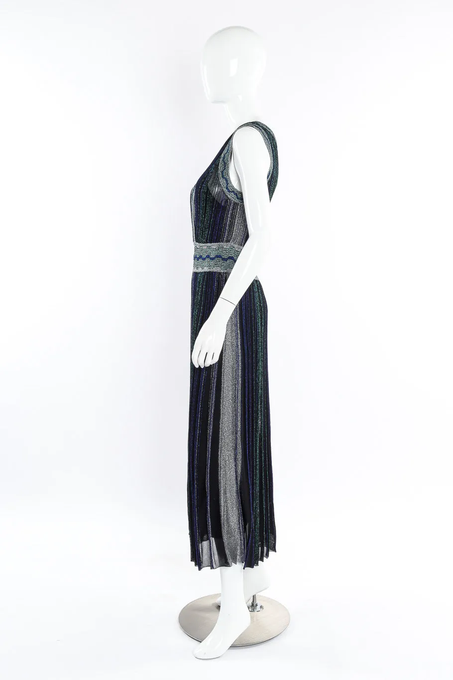 Metallic Pleated Midi Dress