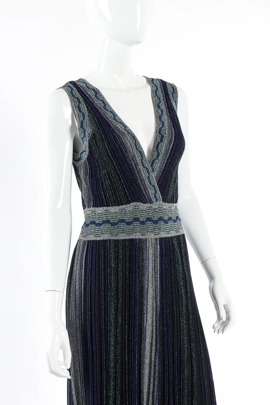 Metallic Pleated Midi Dress