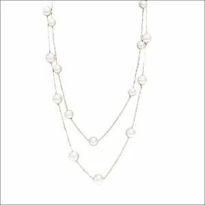 Mireya Dual-Layered Silver Pearl Necklace