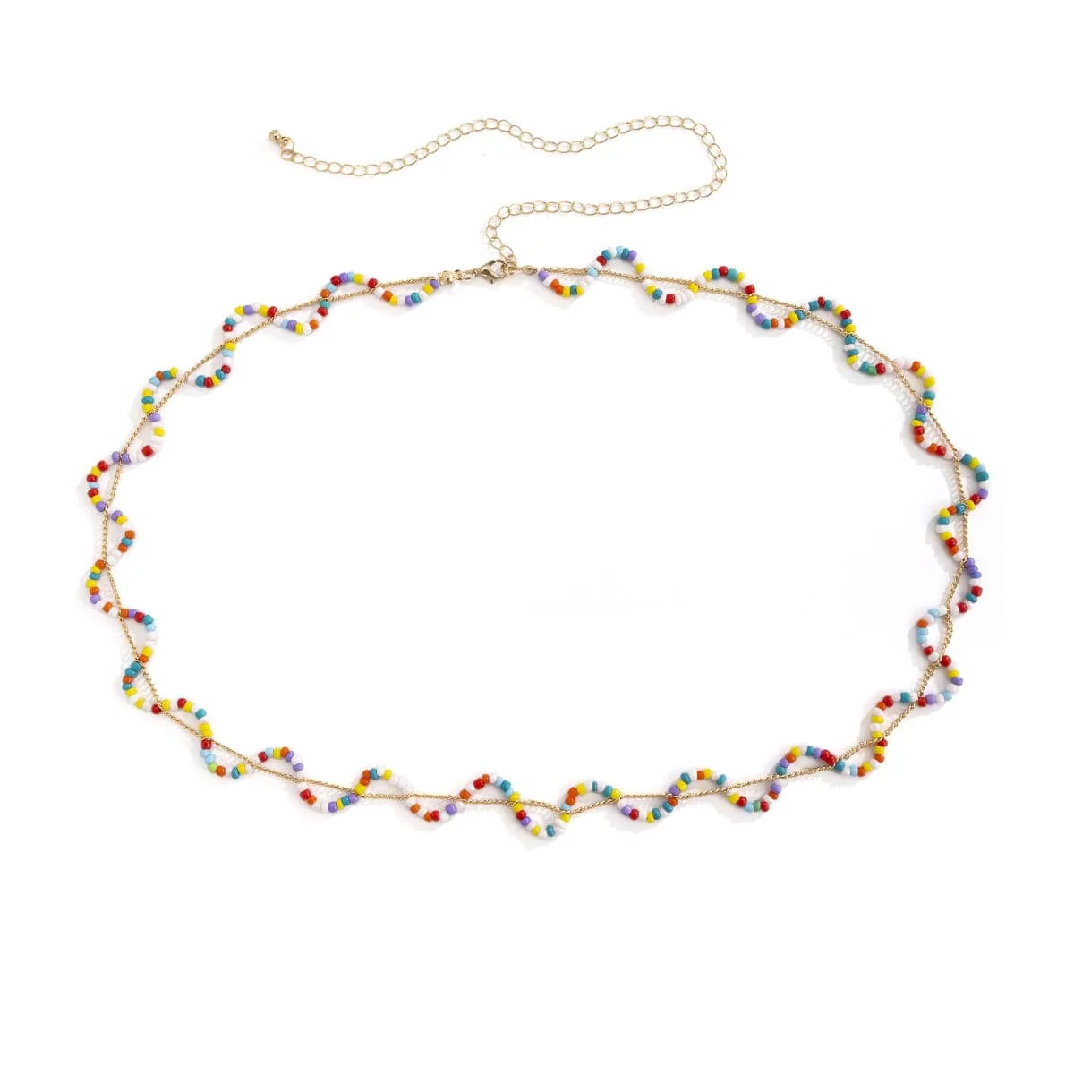 Multicolor Howlite & 18K Gold-Plated Wave Layered Waist Chain