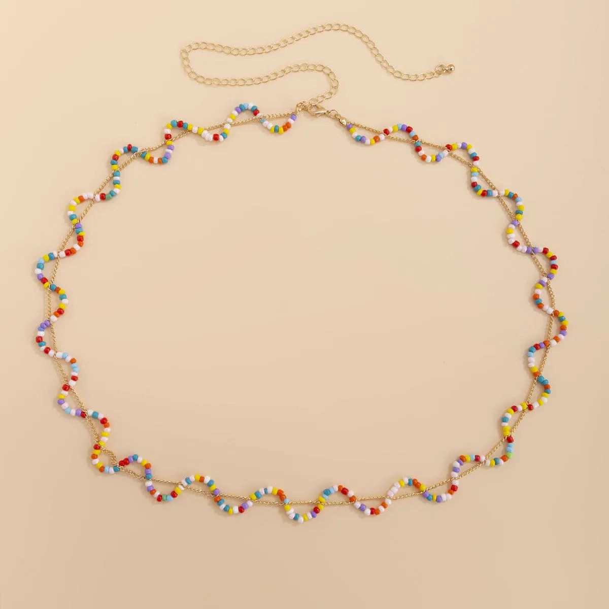 Multicolor Howlite & 18K Gold-Plated Wave Layered Waist Chain