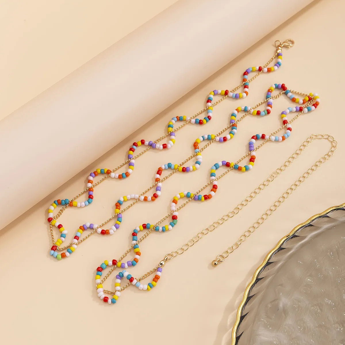 Multicolor Howlite & 18K Gold-Plated Wave Layered Waist Chain