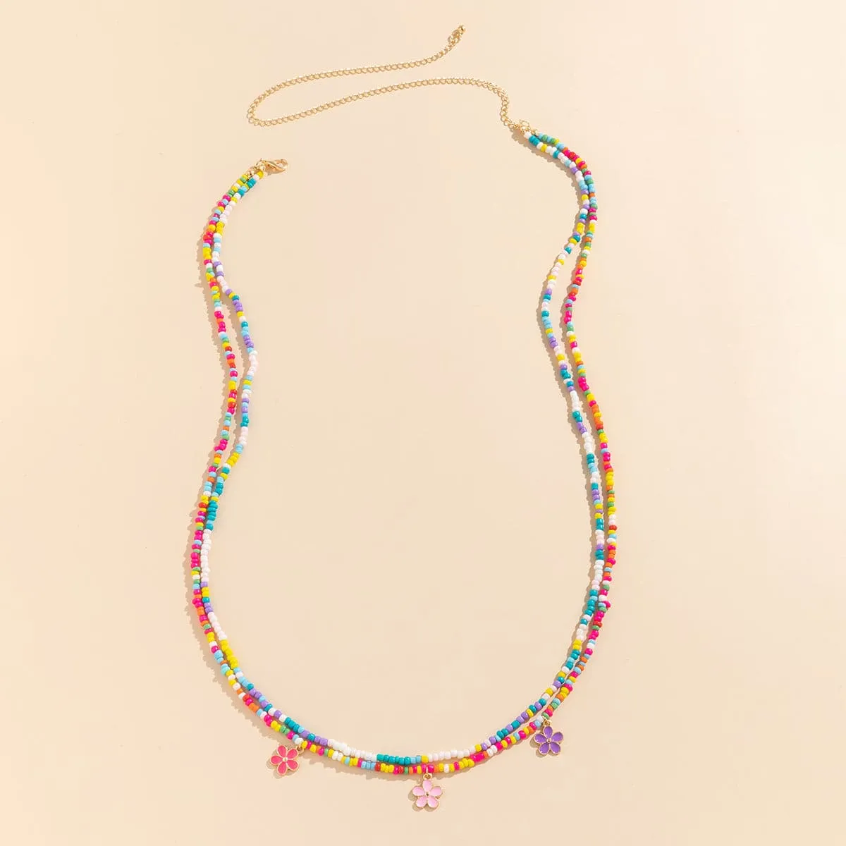 Multicolor Howlite & Enamel 18K Gold-Plated Flower Layered Waist Chain