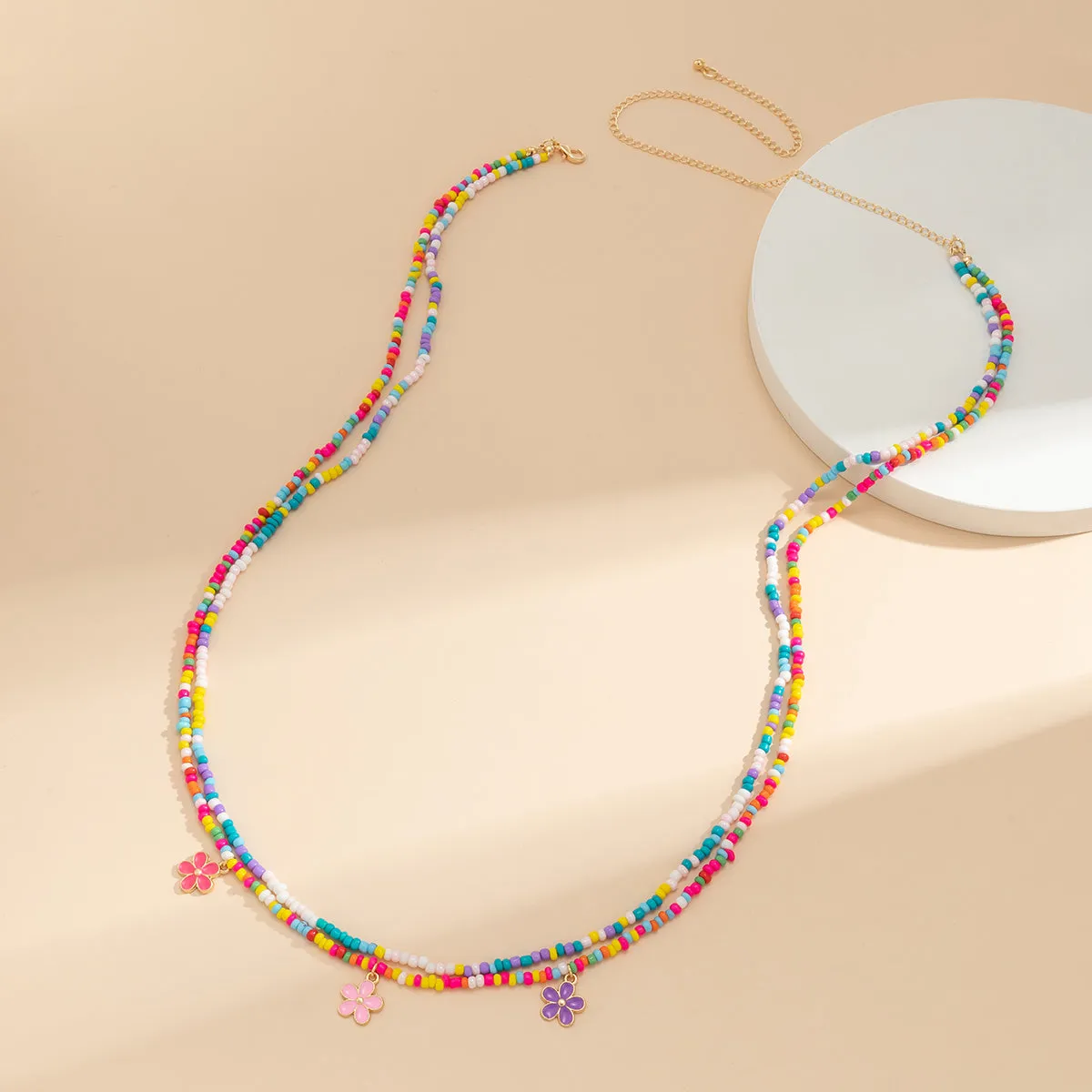 Multicolor Howlite & Enamel 18K Gold-Plated Flower Layered Waist Chain