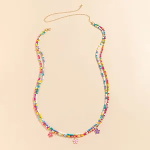 Multicolor Howlite & Enamel 18K Gold-Plated Flower Layered Waist Chain