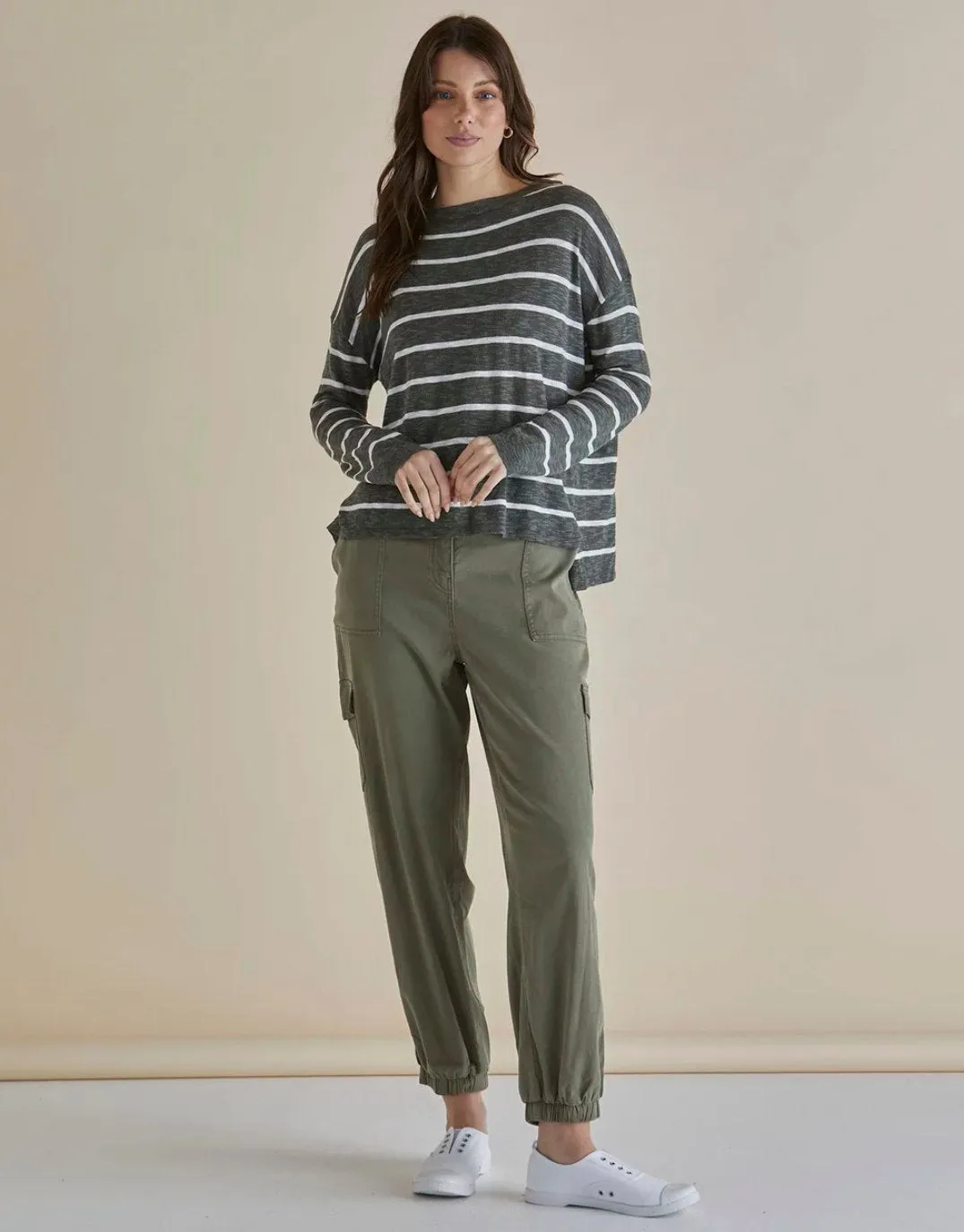 Natasha Knit Top - Green Stripe
