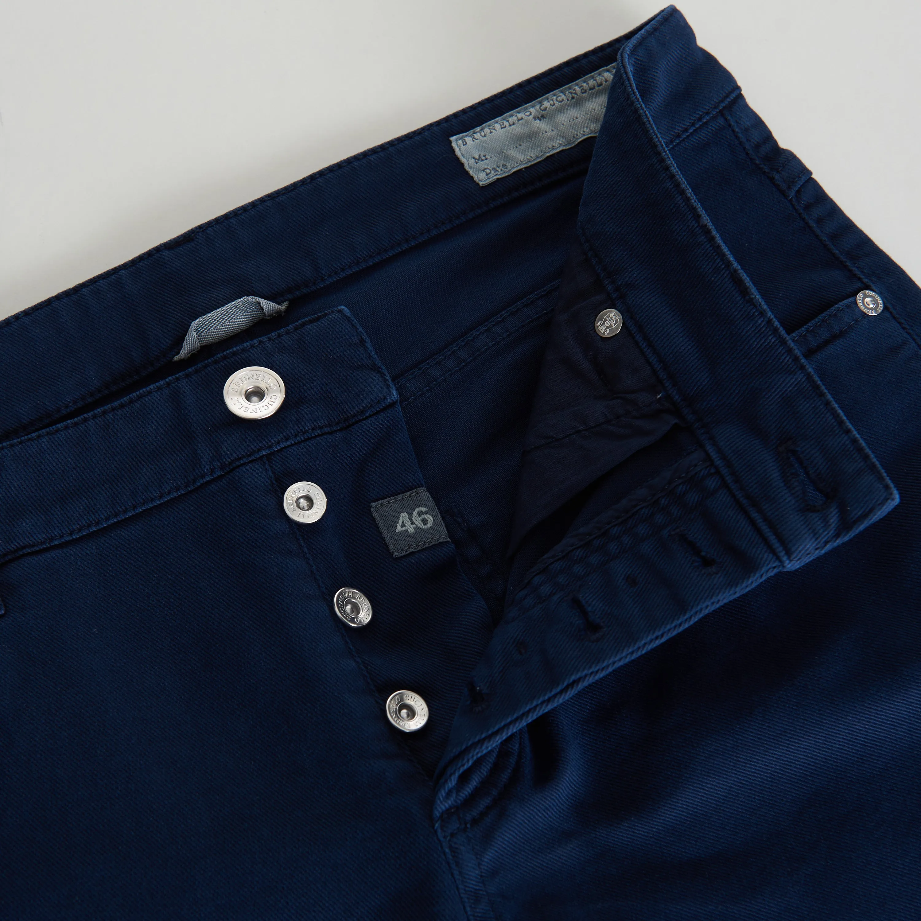 Navy Blue Stretch Denim Trousers - Slim Fit, Five-Pocket