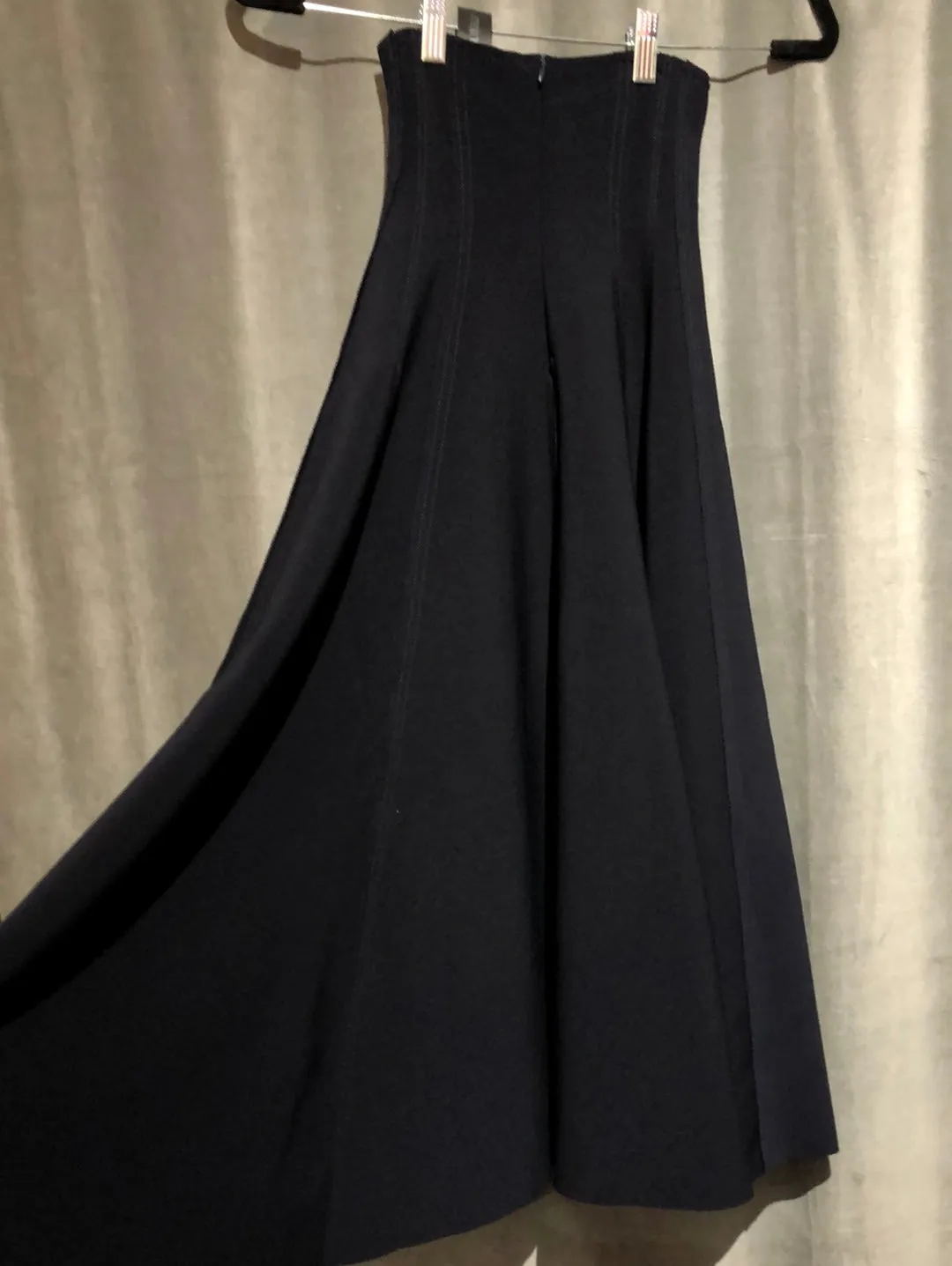 Norma Kamali Navy Stretch High Waist Flair Skirt