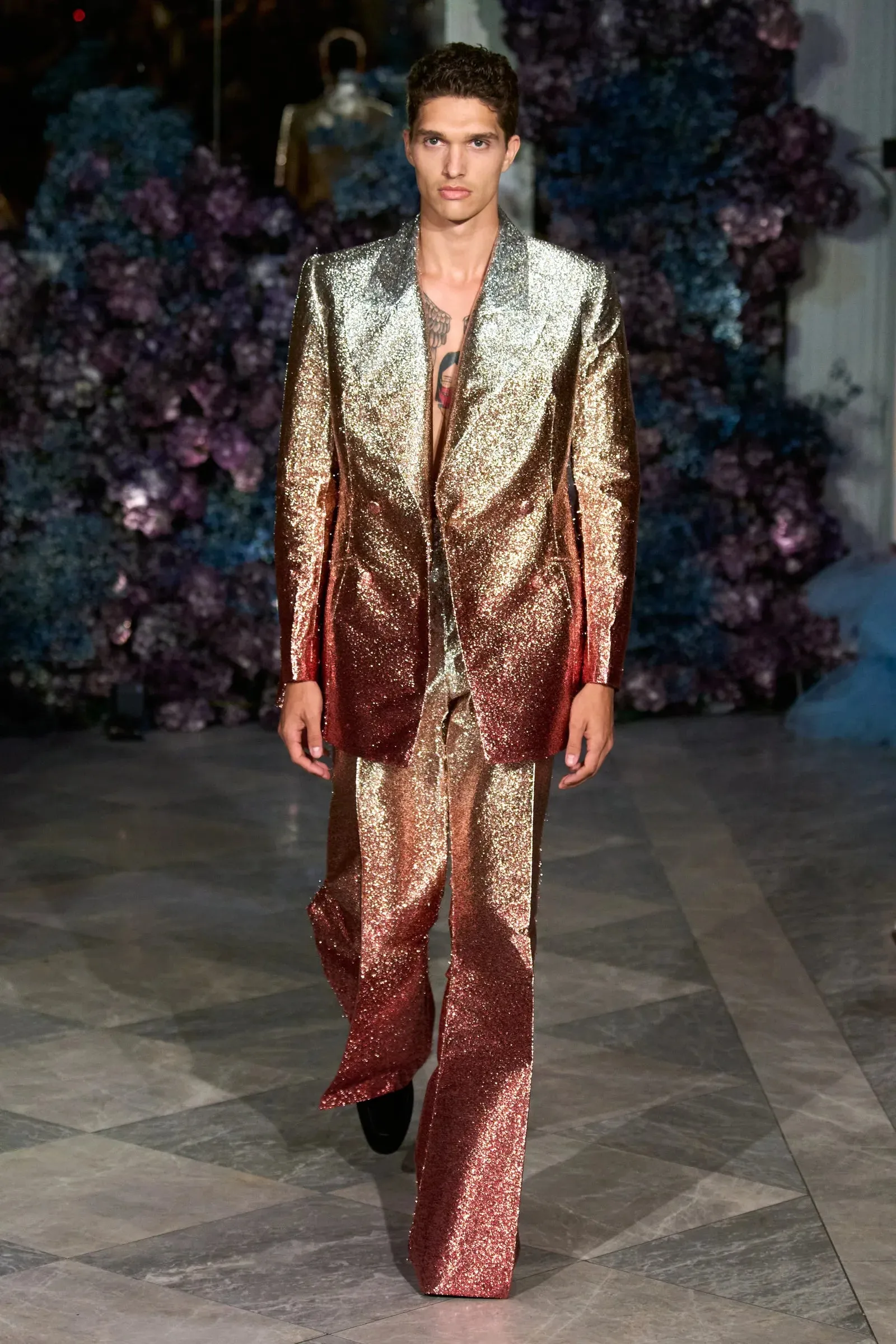 Ombre Metallic Wide Leg Trouser
