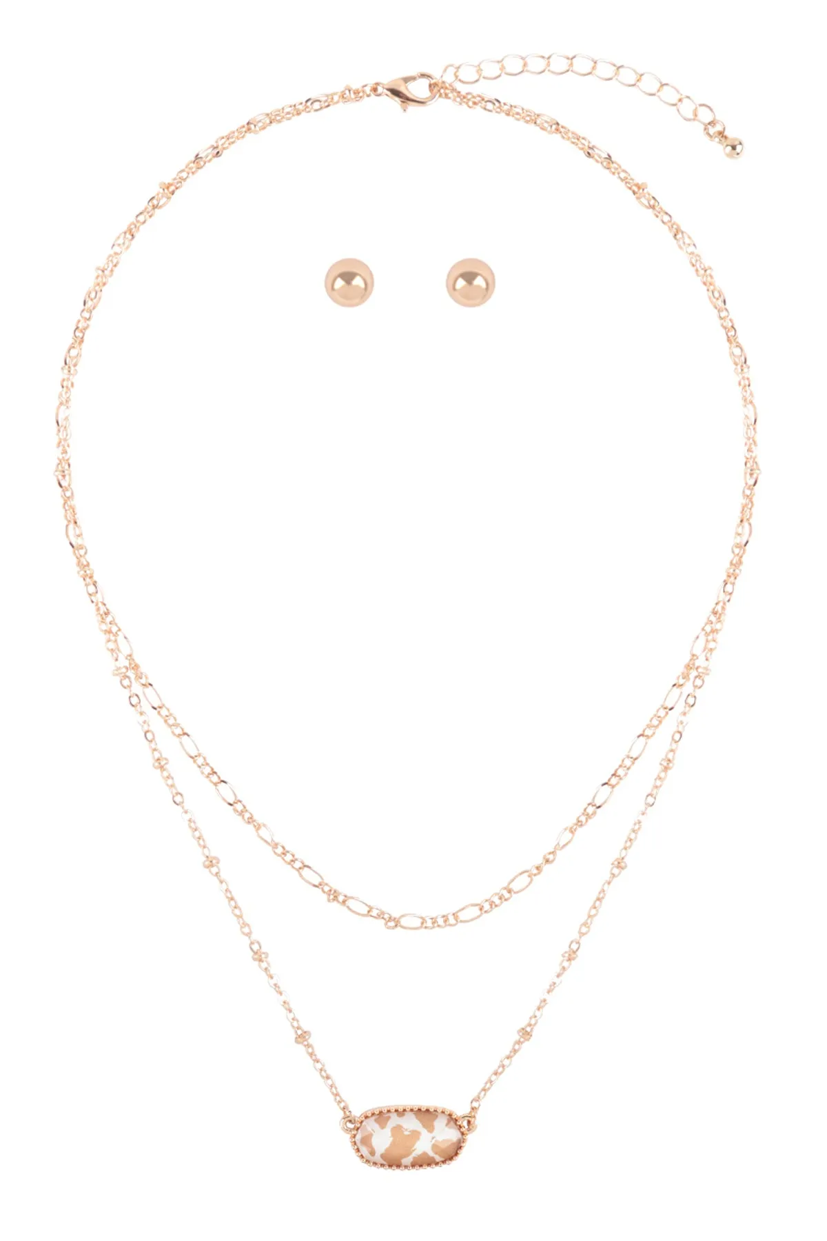 OVAL EPOXY CHARM LAYERED NECKLACE