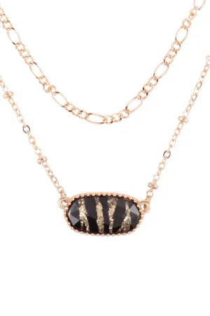 OVAL EPOXY CHARM LAYERED NECKLACE