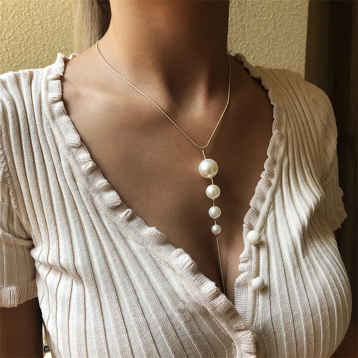 Pearl & 18K Gold-Plated Bead Pendant Necklace
