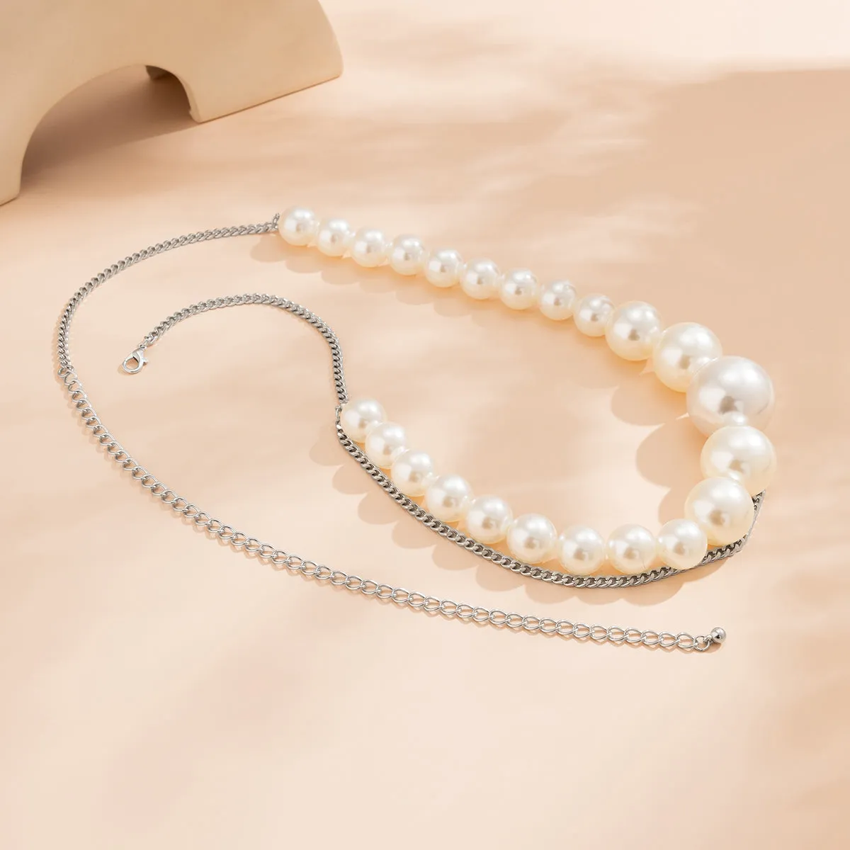 Pearl & Silver-Plated Layered Waist Chain