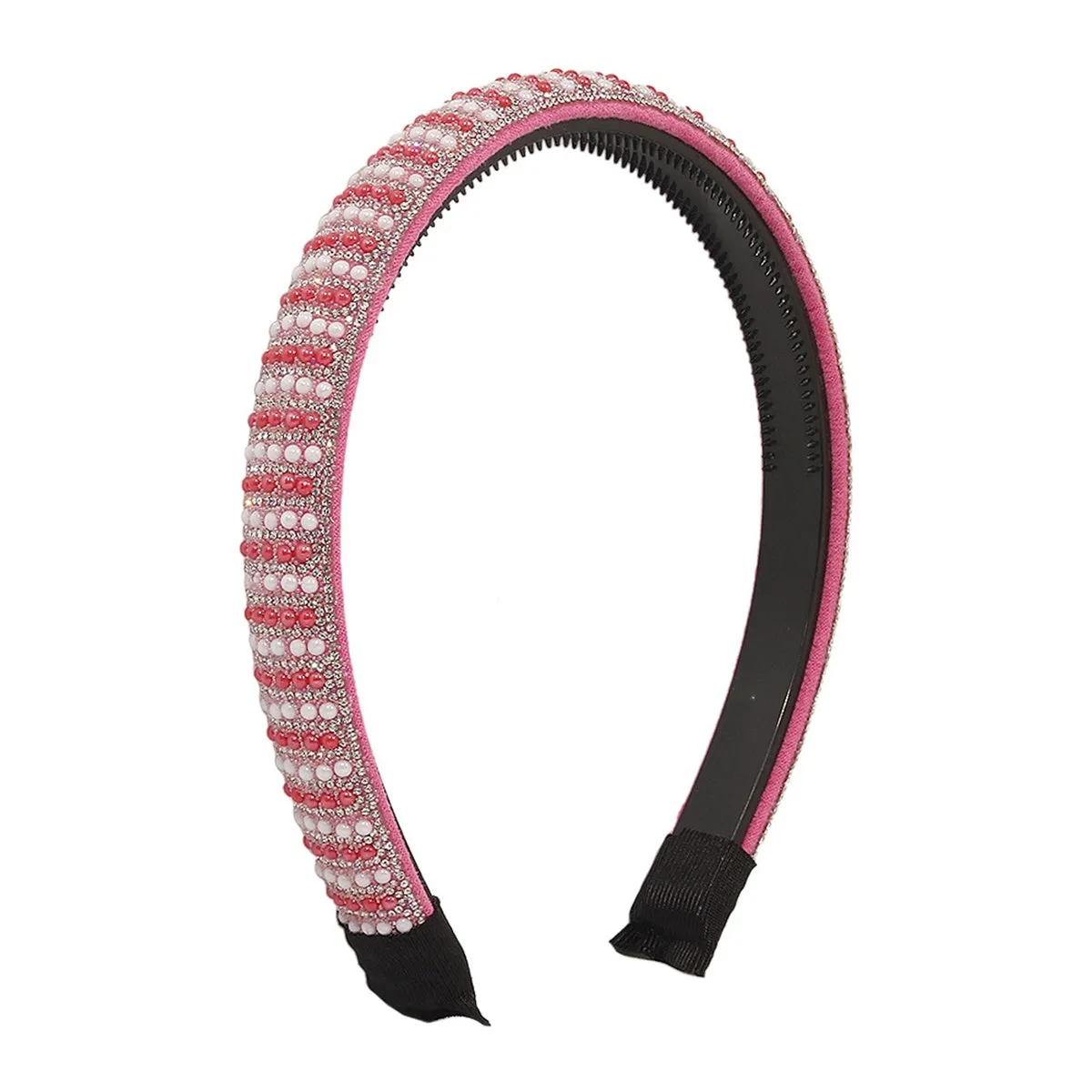 Pink & Cubic Zirconia Beaded Hard Headband
