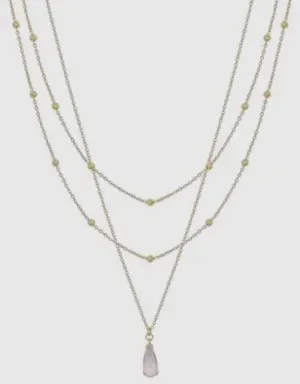 Pink Teardrop Crystal Necklace