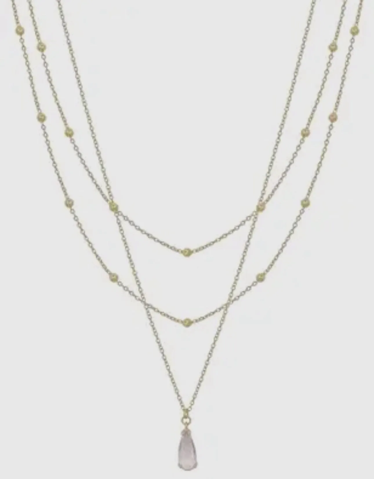 Pink Teardrop Crystal Necklace