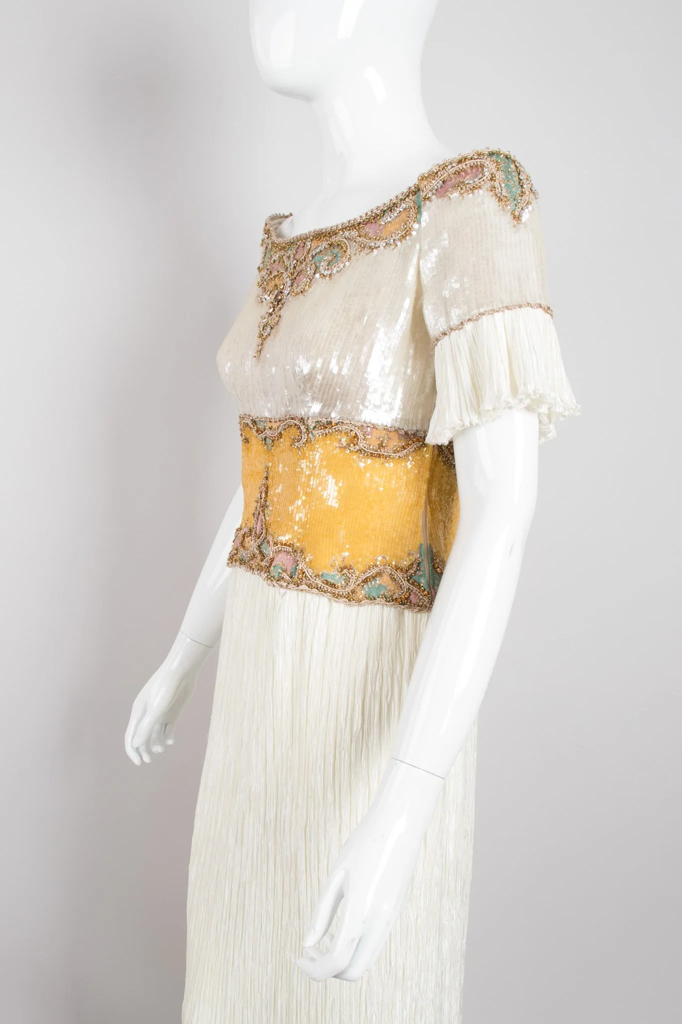 Pleated Sequin Corset Gown