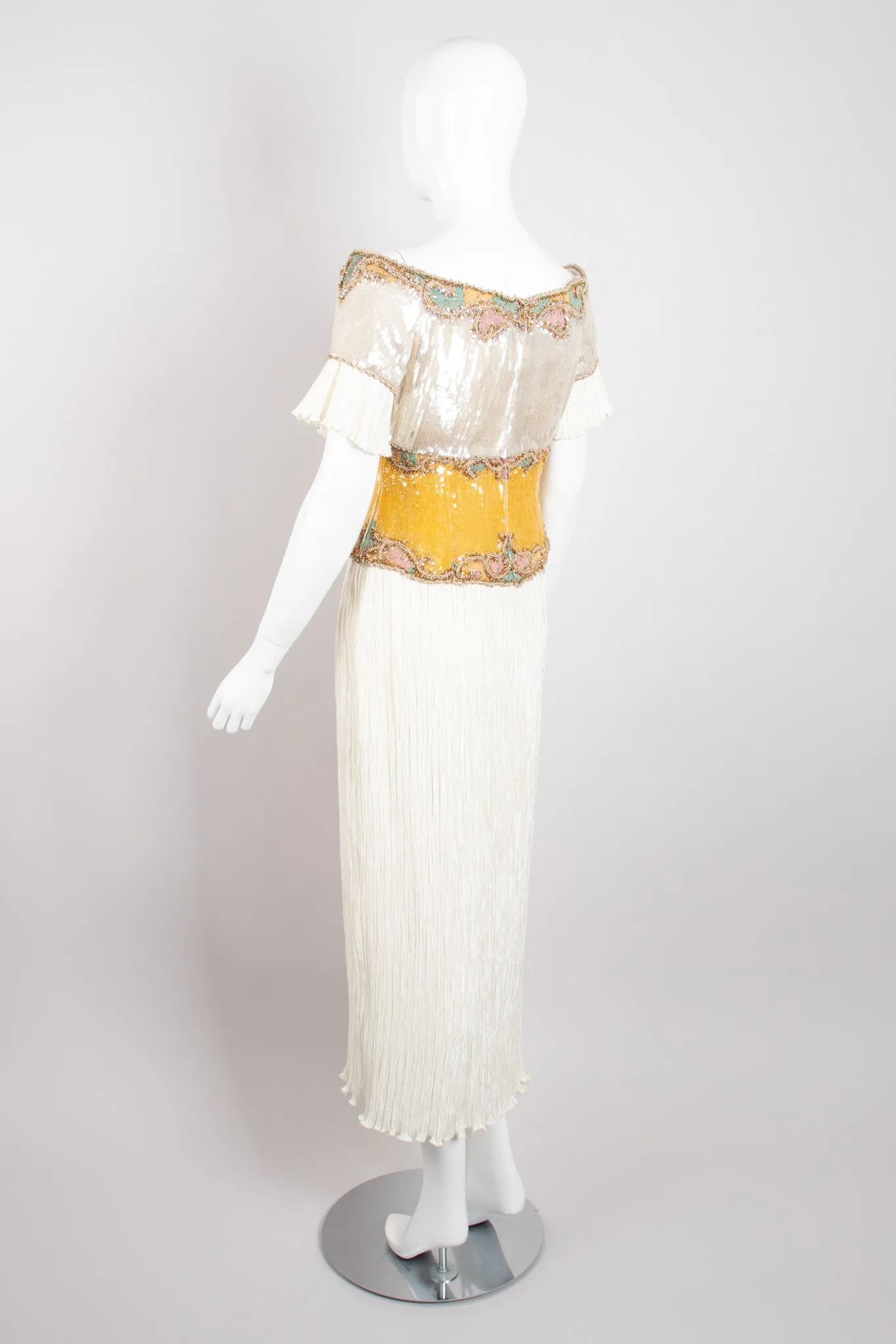 Pleated Sequin Corset Gown