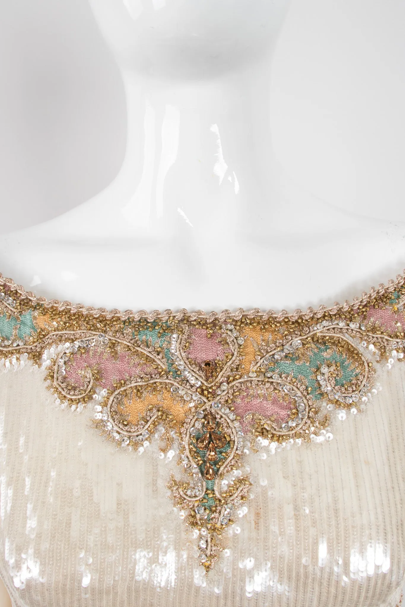 Pleated Sequin Corset Gown