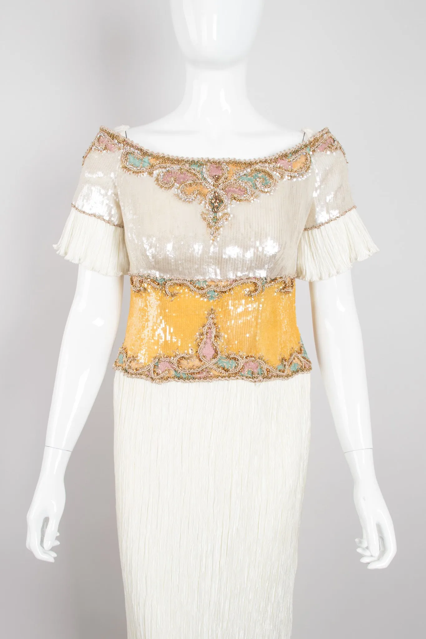 Pleated Sequin Corset Gown