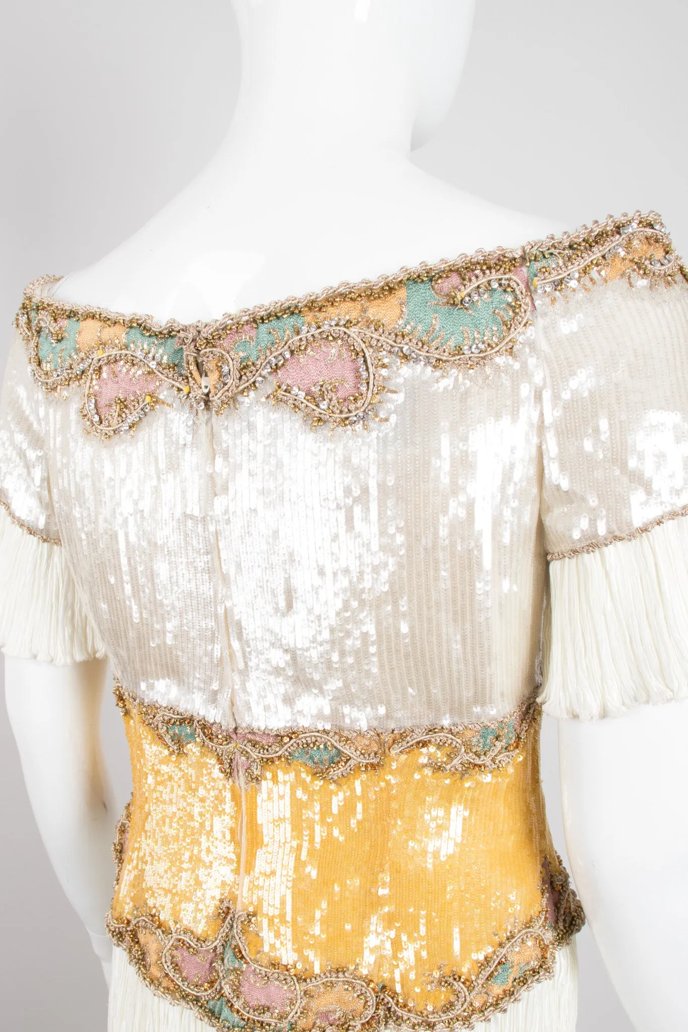 Pleated Sequin Corset Gown