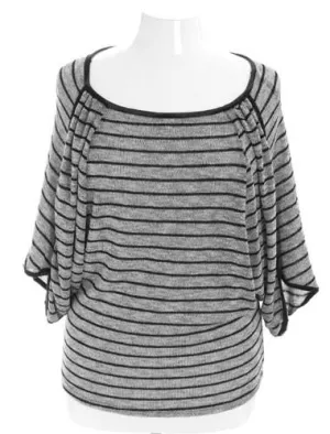 Plus Size Sparkling Silver Stripe Layered Blouse