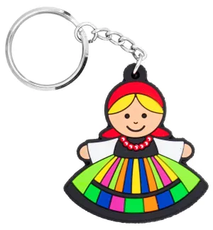 Polish Folk Lowicz Female Flexible Keychain, Lowiczanka