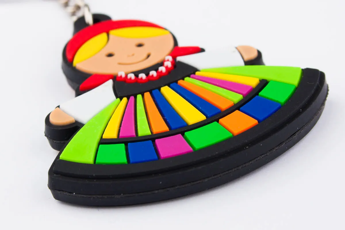 Polish Folk Lowicz Female Flexible Keychain, Lowiczanka