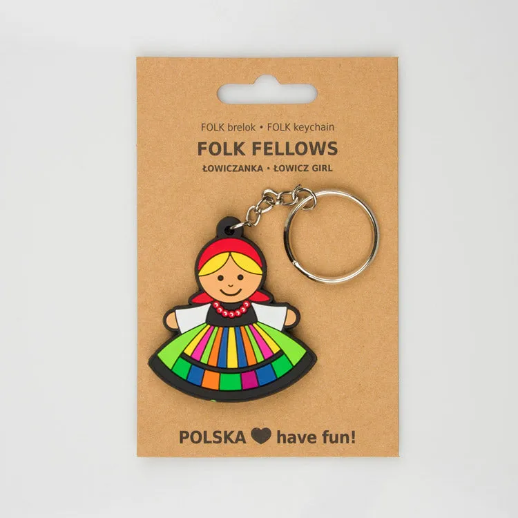 Polish Folk Lowicz Female Flexible Keychain, Lowiczanka