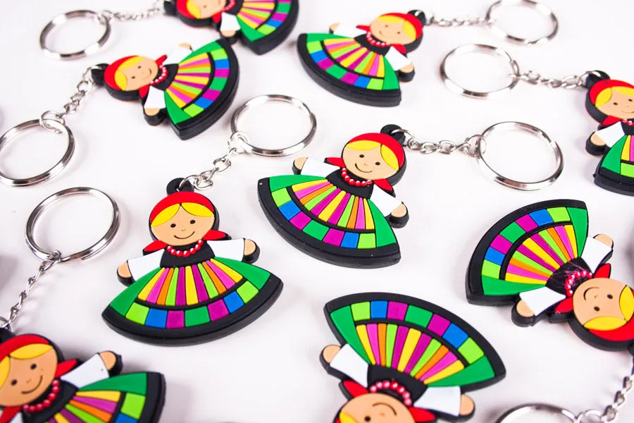 Polish Folk Lowicz Female Flexible Keychain, Lowiczanka
