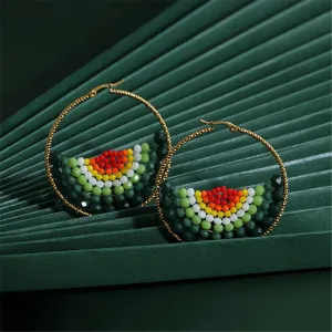Rainbow Acrylic & 18K Gold-Plated Beaded Hoop Earrings
