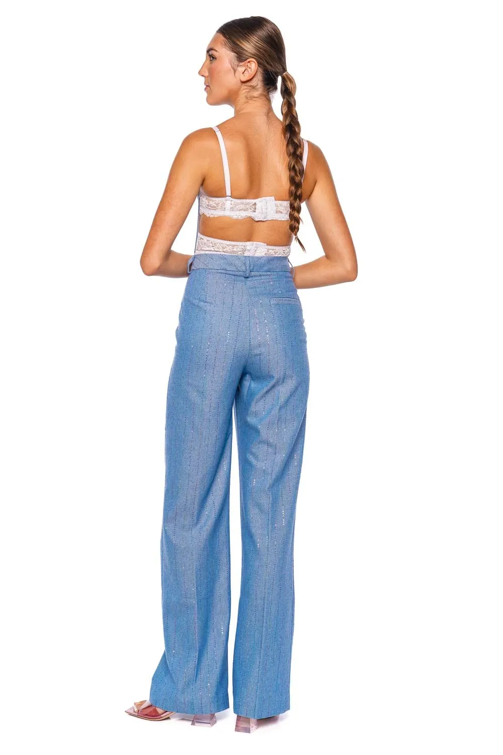 Rainbow Sequined Wide Leg Trousers