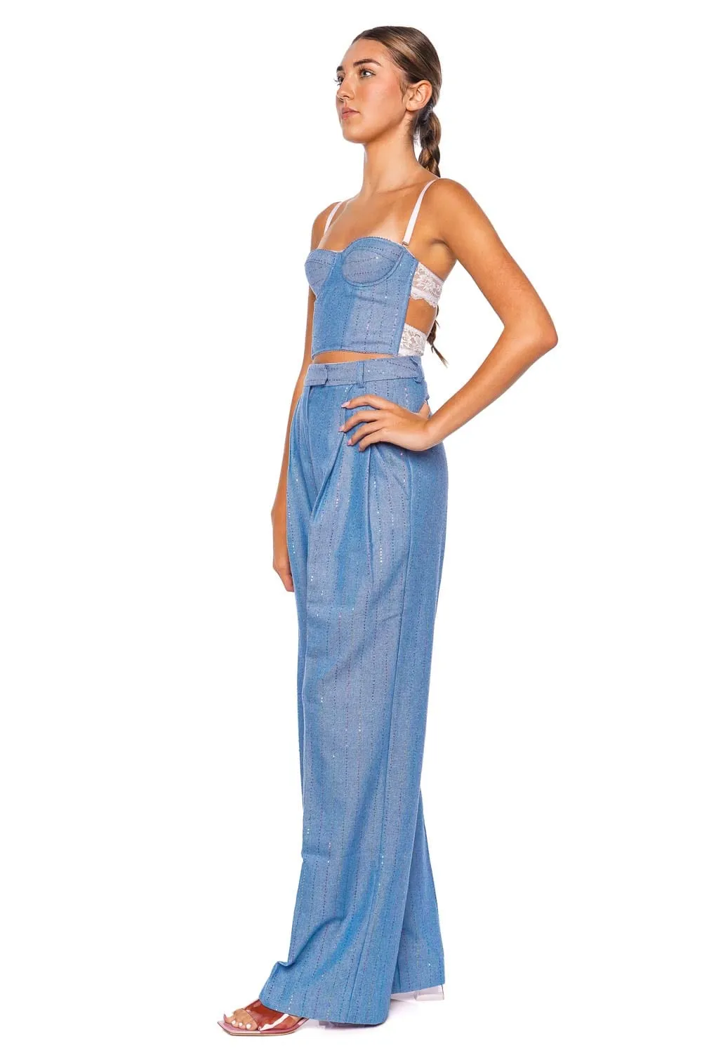 Rainbow Sequined Wide Leg Trousers