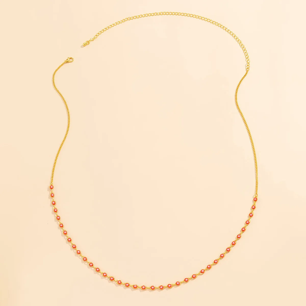 Red Acrylic & 18K Gold-Plated Star Waist Chain
