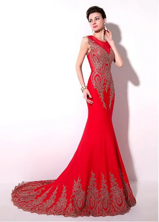 Red Eye-catching Jersey Evening Dresses