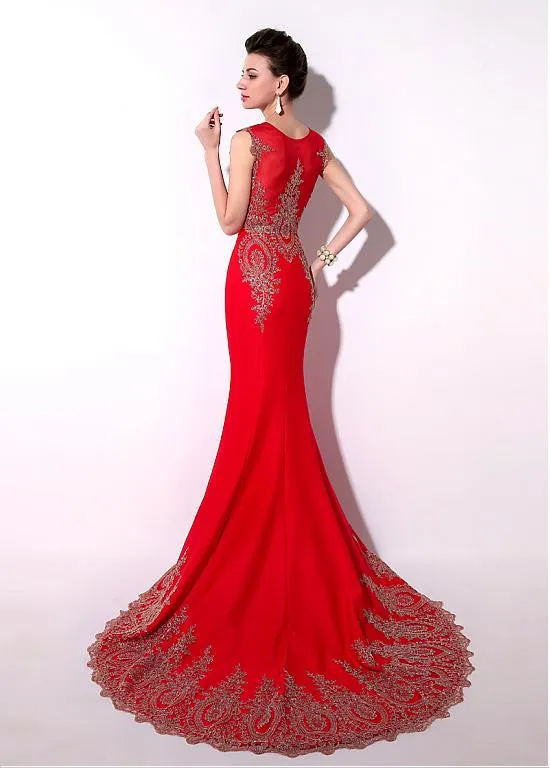 Red Eye-catching Jersey Evening Dresses