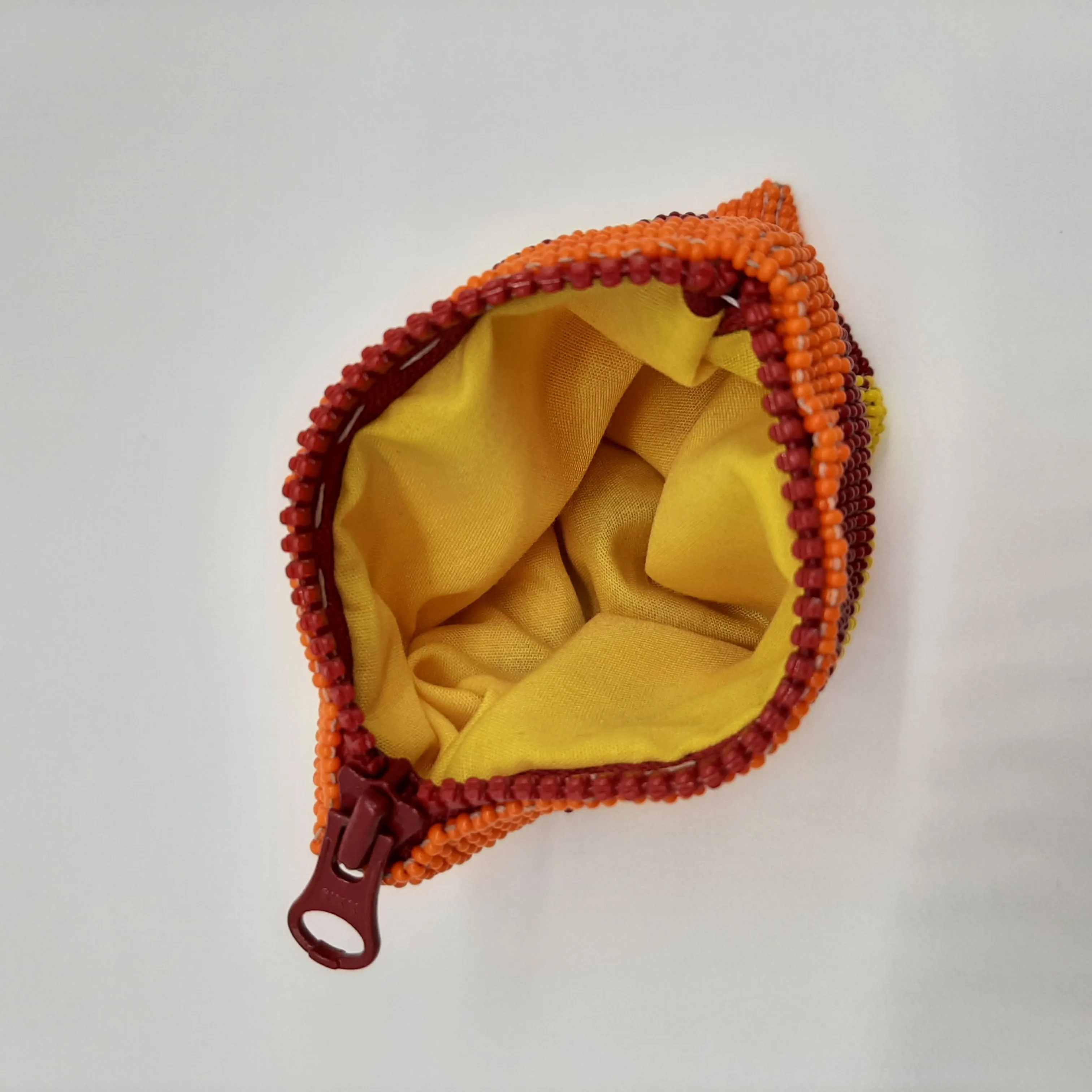 Red Eye Glass Bead Square Coin Purse