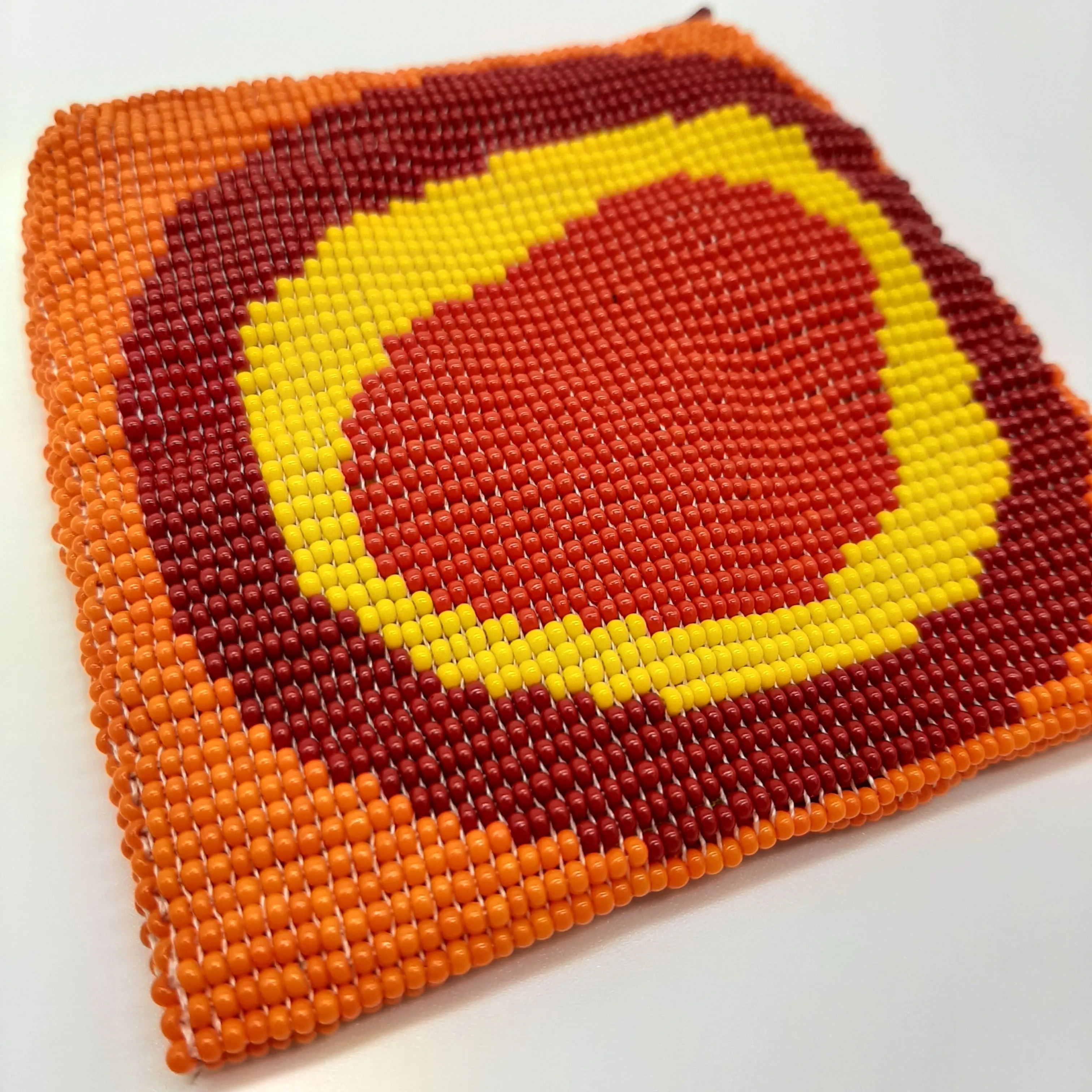 Red Eye Glass Bead Square Coin Purse