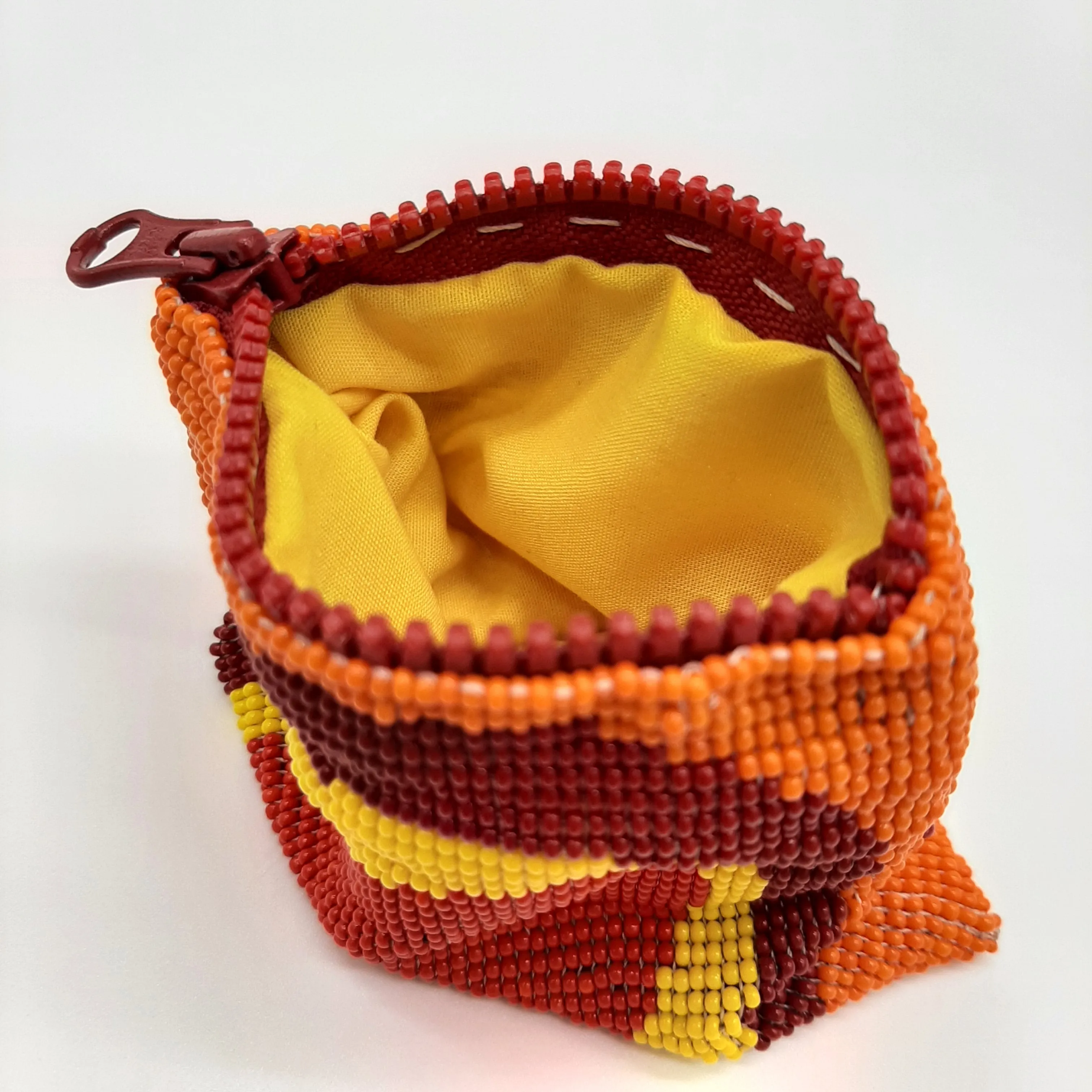Red Eye Glass Bead Square Coin Purse