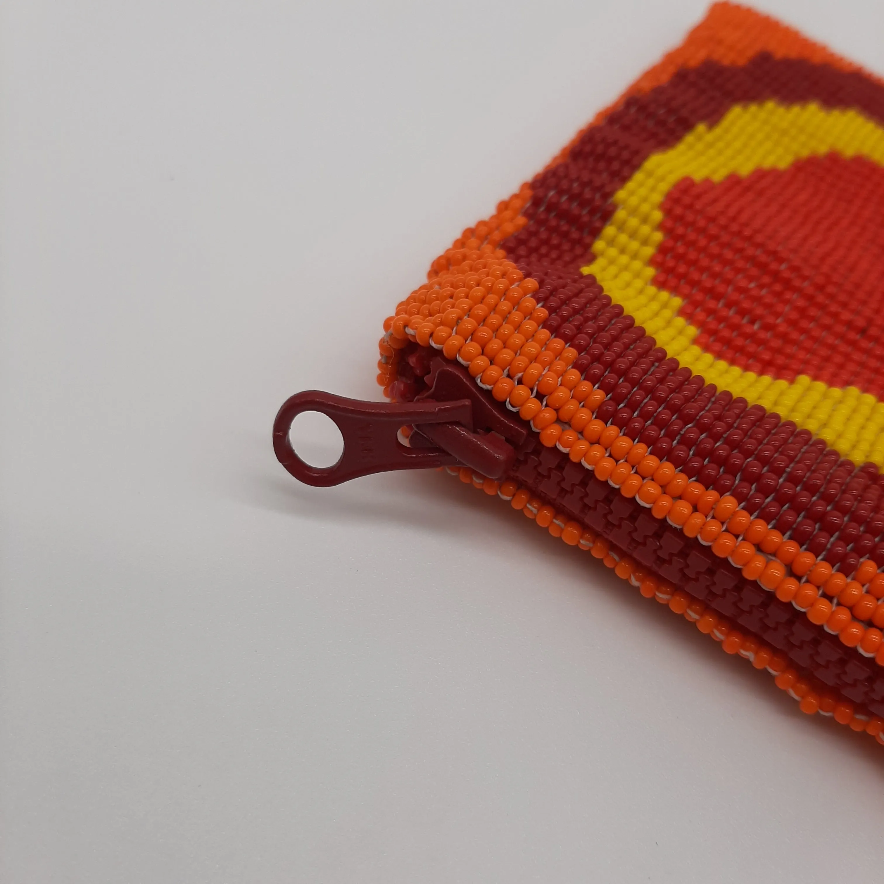 Red Eye Glass Bead Square Coin Purse