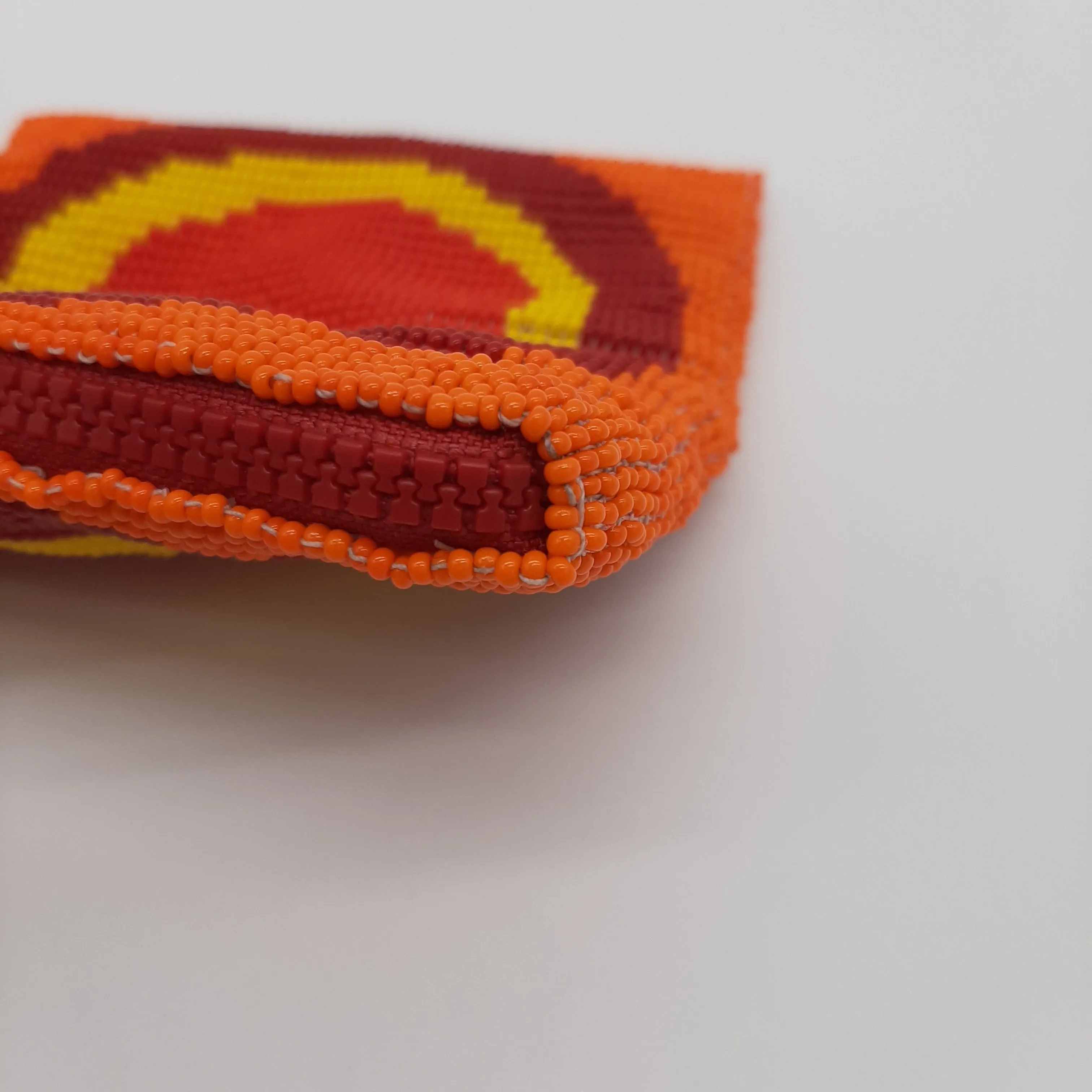 Red Eye Glass Bead Square Coin Purse