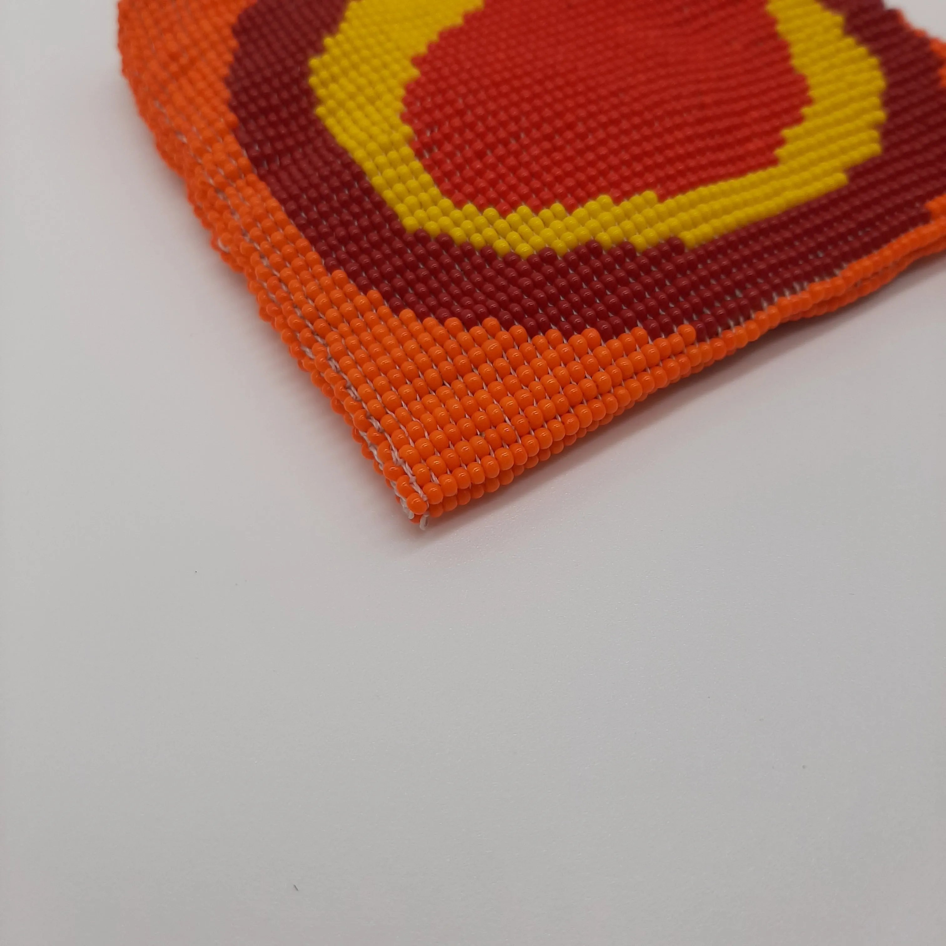 Red Eye Glass Bead Square Coin Purse