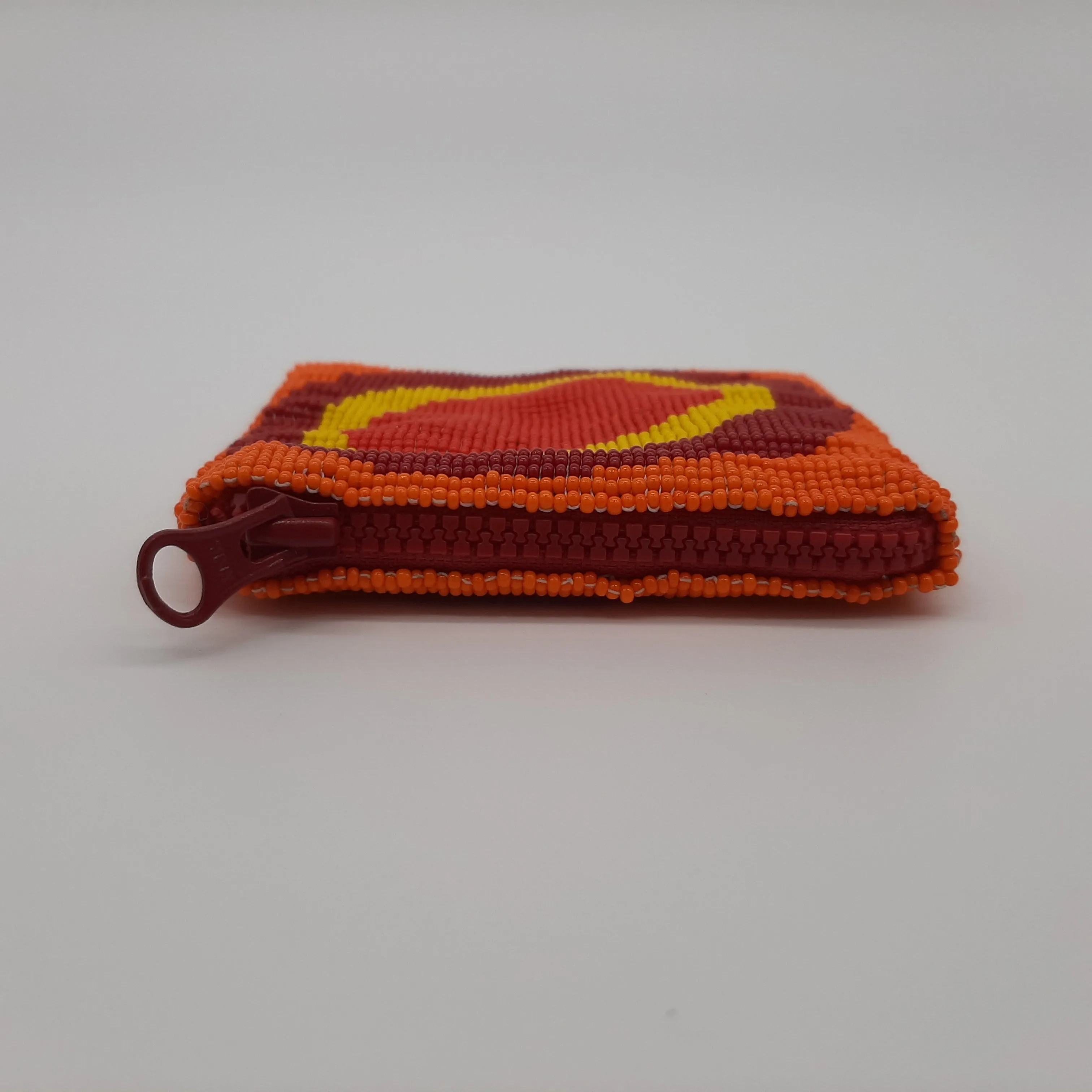 Red Eye Glass Bead Square Coin Purse