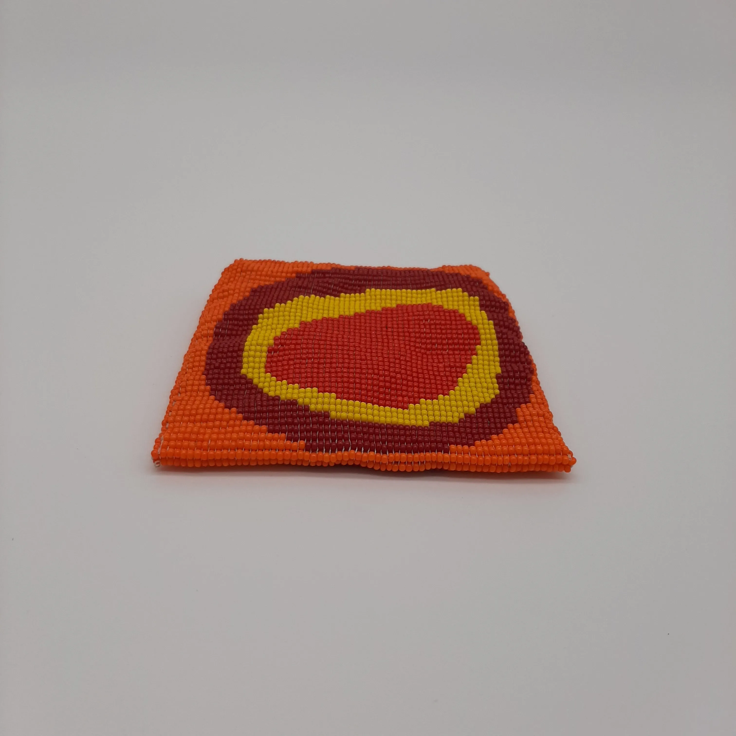 Red Eye Glass Bead Square Coin Purse