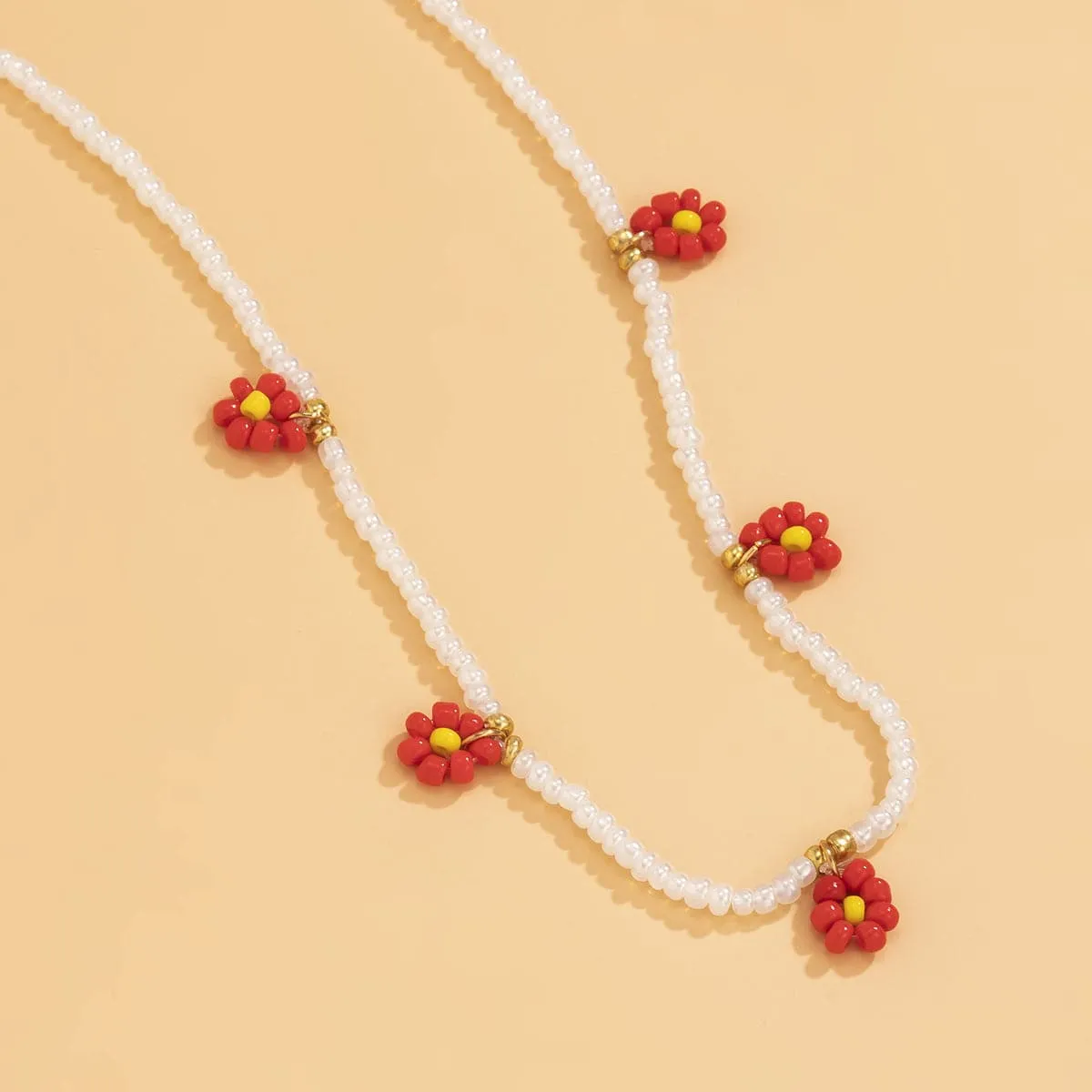 Red Howlite & 18K Gold-Plated Mum Beaded Station Necklace