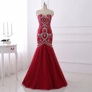 Red Sweetheart Beading Prom Dress
