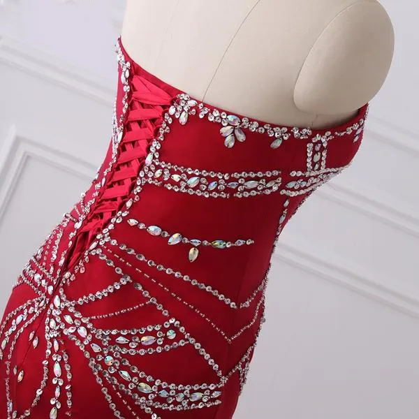 Red Sweetheart Beading Prom Dress