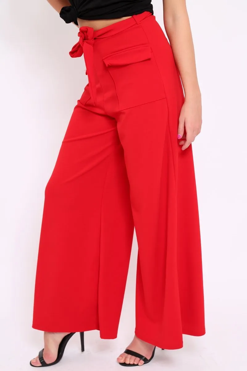 Red Wide Leg Trousers - Yari