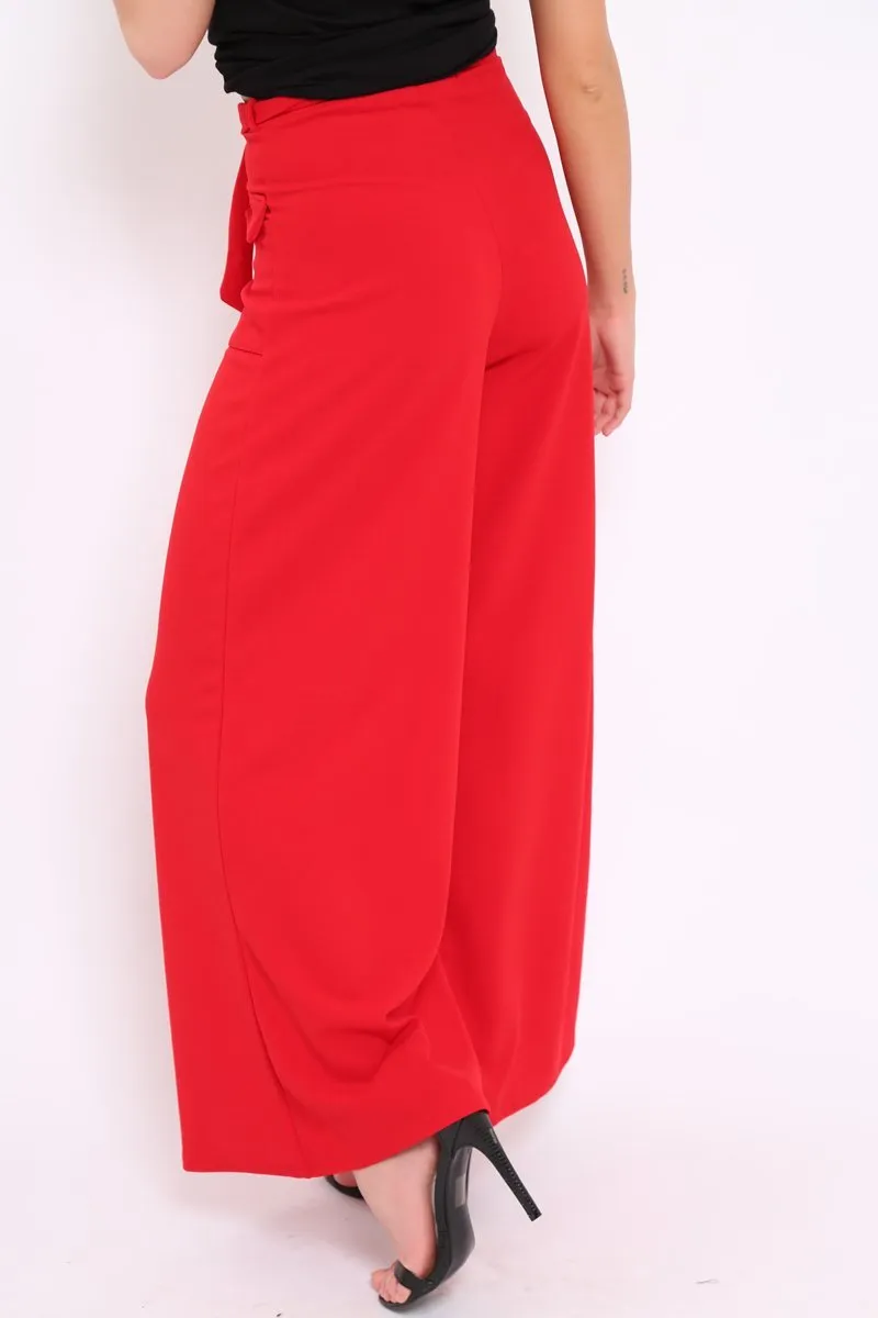 Red Wide Leg Trousers - Yari
