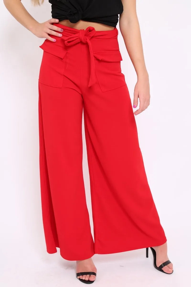 Red Wide Leg Trousers - Yari